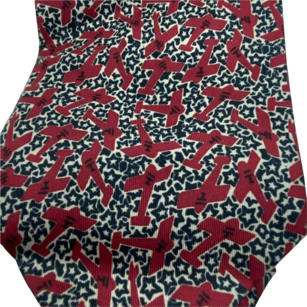 Guggenheim Museum Necktie Airplane Star Print Classic Men's Red Black 100% Silk